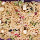 Angel Hair Pasta (with Veggies, Spices and Cheese Cubes)