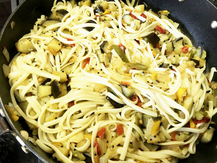 Mixed Veg and Linguine - Indian Style