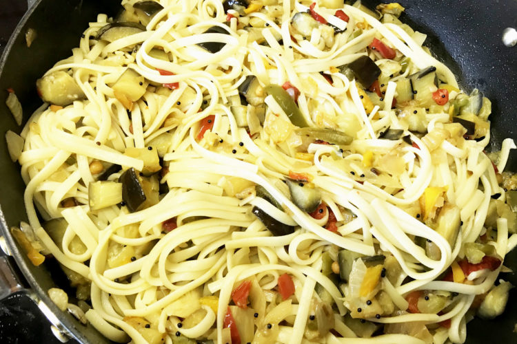 Mixed Veg and Linguine - Indian Style