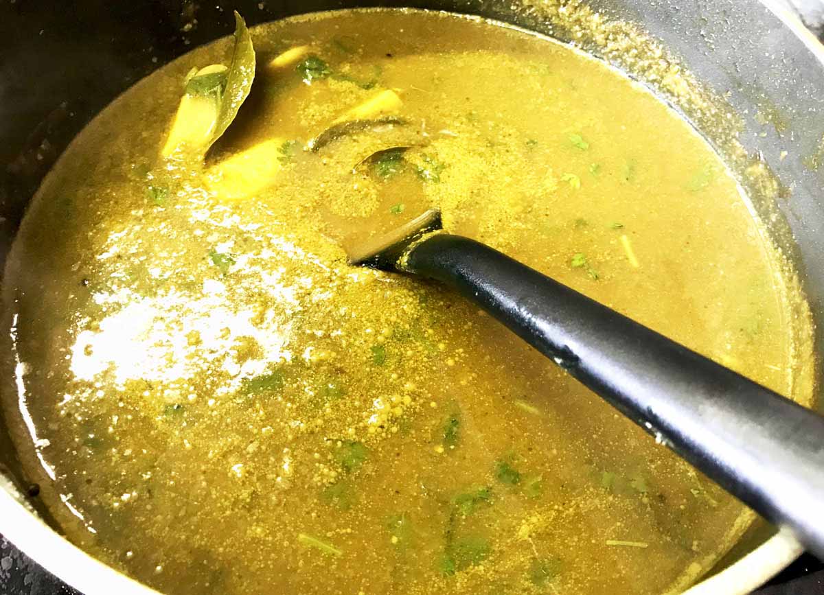 Garlic Rasam with Freshly Ground Spices