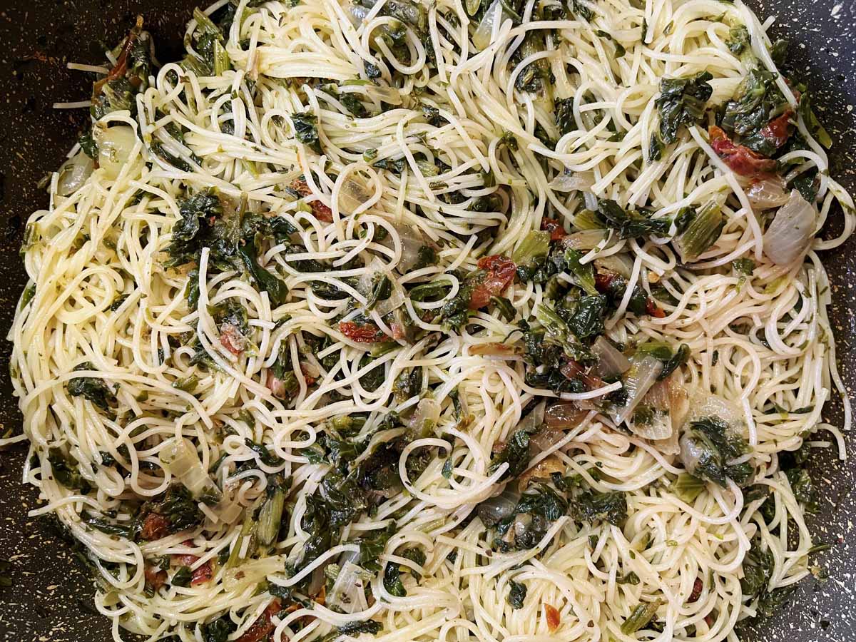 Spinach, Sun-dried Tomatoes, Angel Hair Pasta